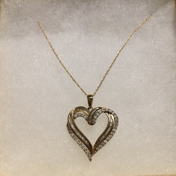 10k yellow gold diamond heart pendant 18” necklace 1/2 ct - Picture 5 of 5
